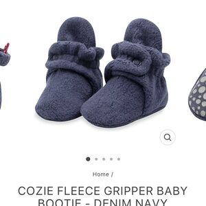 Zutano Cozie Fleece Gripper Baby Bootie in Denim Navy
